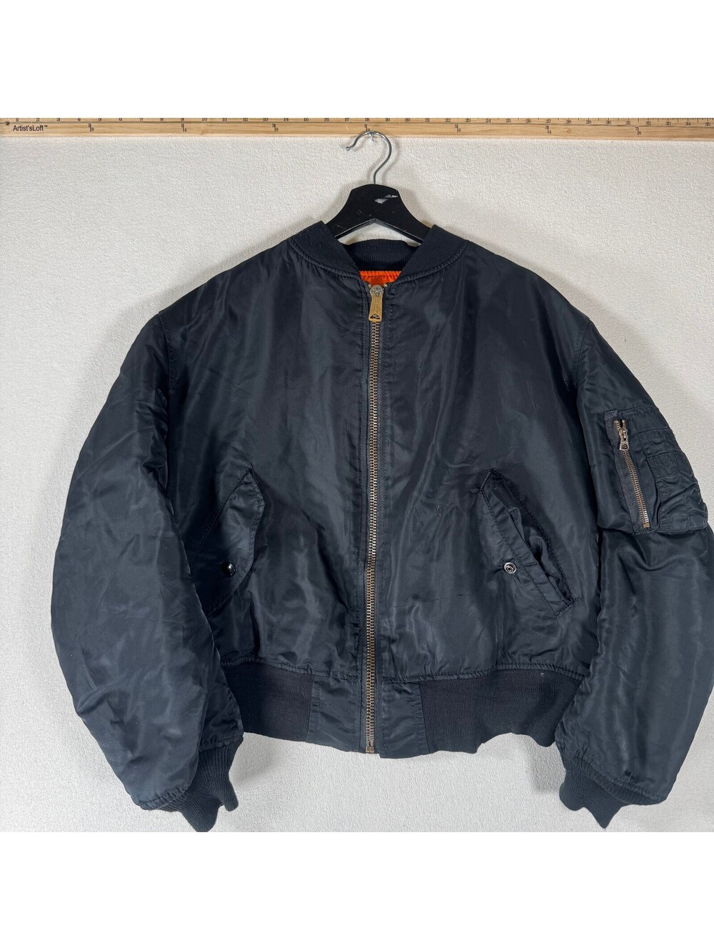 Vtg 80s MA-1 Alpha Industries Military Bomber Jacket USAF L